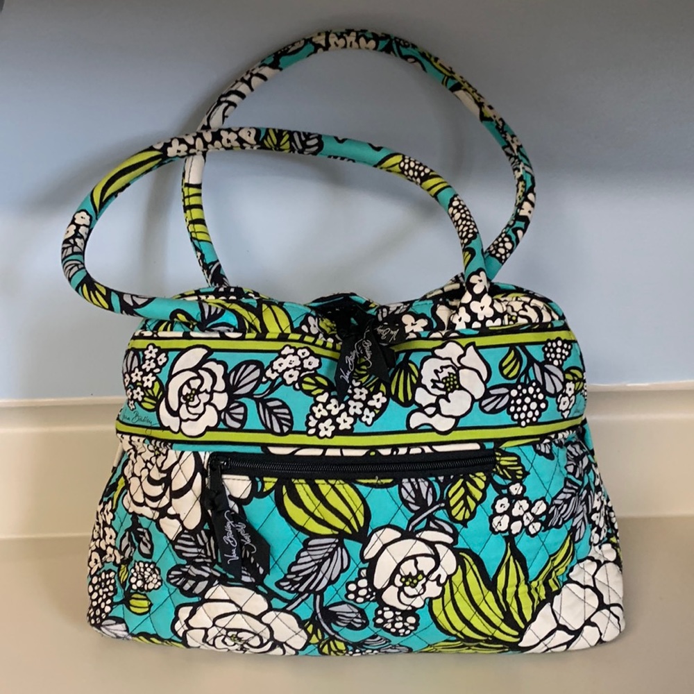 Vera Bradley Island Bloom Women's Green Floral Bowler Shoulder Bag